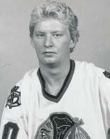 Jeff Larmer with the Chicago Black Hawks in 1984. Jeff Larmer with the Chicago Black Hawks in 1984.